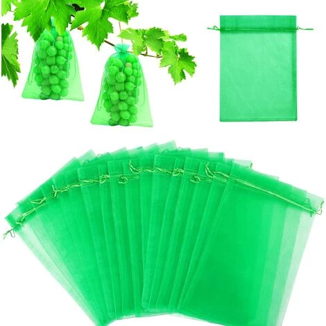 THSINDE Sac Protection Fruits 50 Pièces, Sachet Protection Raisin 20x 30cm Jardin Sac Organza Avec Cordon Contre Guêpe Drosophile Scarabées Oiseaux (Vert) 3 THSINDE Sac Protection Fruits 50 Pièces, Sachet Protection Raisin 20x 30cm Jardin Sac Organza Avec Cordon Contre Guêpe Drosophile Scarabées Oiseaux (Vert)
