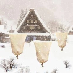 FLETéçA Housse De Protection Contre Le Gel Pour Plantes D'hiver - Avec Cordon De Serrage - En Polaire, Résistante Aux Déchirures - 180 X 120 Cm,Beige -Protection Pour Végétaux Soldes 66962980 4