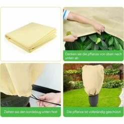 FLETéçA Housse De Protection Contre Le Gel Pour Plantes D'hiver - Avec Cordon De Serrage - En Polaire, Résistante Aux Déchirures - 180 X 120 Cm,Beige -Protection Pour Végétaux Soldes 66962980 5