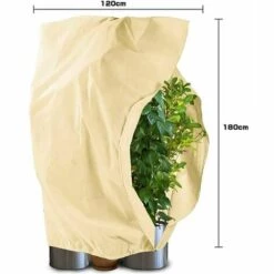FLETéçA Housse De Protection Contre Le Gel Pour Plantes D'hiver - Avec Cordon De Serrage - En Polaire, Résistante Aux Déchirures - Beige - 180 X 120 Cm -Protection Pour Végétaux Soldes 66968567 5