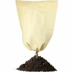FLETéçA Housse De Protection Contre Le Gel Pour Plantes D'hiver - Avec Cordon De Serrage - En Polaire, Résistante Aux Déchirures - 100 X 80 Cm,Beige