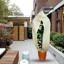 ZOLGINAH Voile D'hivernage Plante 100 X 120 Cm Avec Fermeture éclair Housses De Protection Pour Plantes Palmiers En Pot D'olivier Résistant Aux Déchirures UV Stable Réutilisable 80 G/m² Beige -Protection Pour Végétaux Soldes 67395349 5
