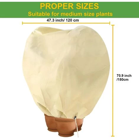 MERéTéET Housse D'hivernage, Housse De Protection Pour Plantes D'extérieures à Utiliser En Hiver (180 X 120CM) 2 Pack,KoleZy 5 MERéTéET Housse D'hivernage, Housse De Protection Pour Plantes D'extérieures à Utiliser En Hiver (180 X 120CM) 2 Pack,KoleZy – Image 3