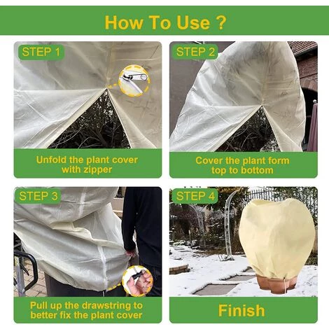 MERéTéET Housse D'hivernage, Housse De Protection Pour Plantes D'extérieures à Utiliser En Hiver (180 X 120CM) 2 Pack,KoleZy 6 MERéTéET Housse D'hivernage, Housse De Protection Pour Plantes D'extérieures à Utiliser En Hiver (180 X 120CM) 2 Pack,KoleZy – Image 4