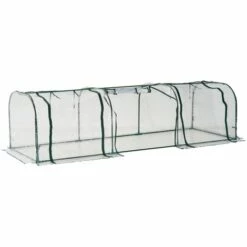 HOMCOM Serre De Jardin Tunnel Tente Bâche 3L X 1l X 0,8H M Tube En Acier Transparent - Transparent