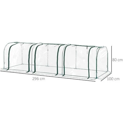 HOMCOM Serre De Jardin Tunnel Tente Bâche 3L X 1l X 0,8H M Tube En Acier Transparent - Transparent 6 HOMCOM Serre De Jardin Tunnel Tente Bâche 3L X 1l X 0,8H M Tube En Acier Transparent - Transparent – Image 4