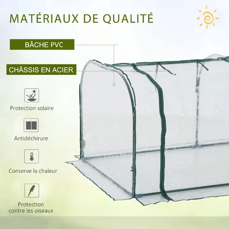 HOMCOM Serre De Jardin Tunnel Tente Bâche 3L X 1l X 0,8H M Tube En Acier Transparent - Transparent 7 HOMCOM Serre De Jardin Tunnel Tente Bâche 3L X 1l X 0,8H M Tube En Acier Transparent - Transparent – Image 5